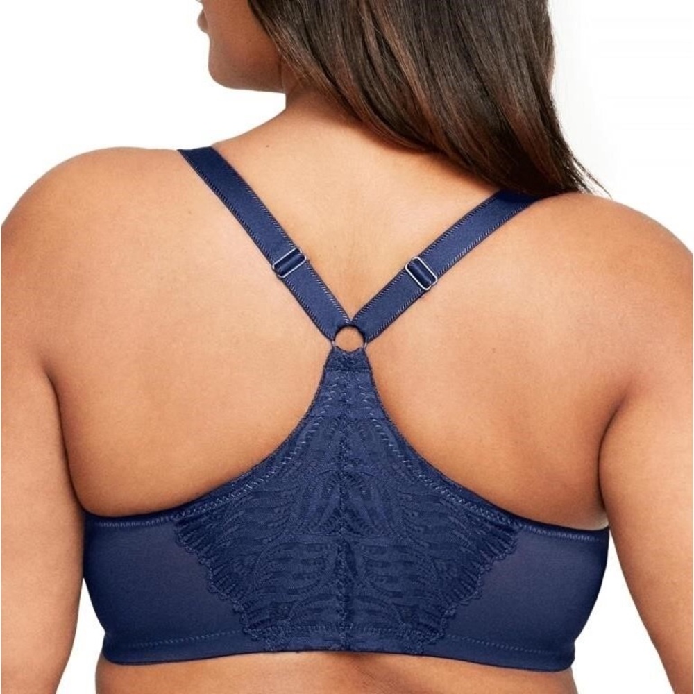 Glamorise Front-Closure T-Back WonderWire Bra Underwire #1246 Blue 40C - Picture 2 of 4